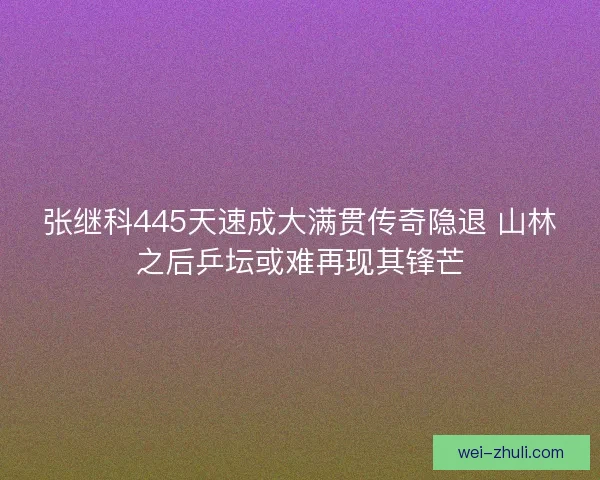 张继科445天速成大满贯传奇隐退 山林之后乒坛或难再现其锋芒