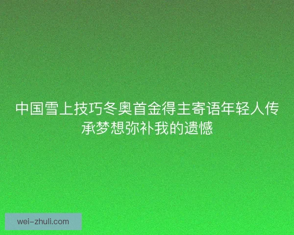 中国雪上技巧冬奥首金得主寄语年轻人传承梦想弥补我的遗憾
