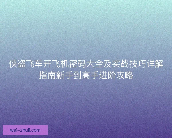 侠盗飞车开飞机密码大全及实战技巧详解指南新手到高手进阶攻略